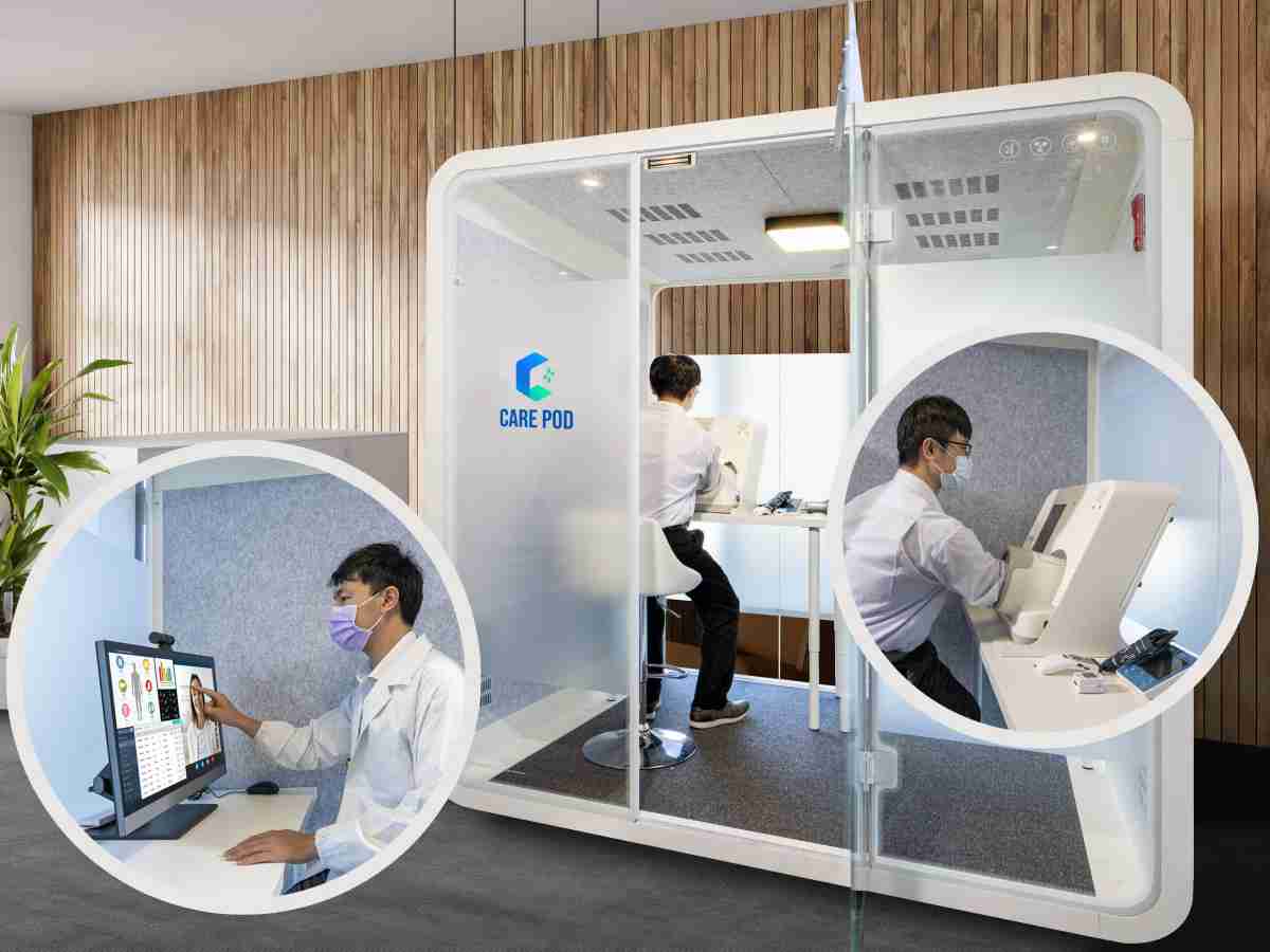 达擎于医疗科技展中展出＂远距诊疗舱＂，，，以因应医疗数字化及社会高龄化趋势下、、、、复诊及慢性病患等族群对于远距看诊需求逐渐升高所推出的创新整合方案。。。。多功能合一、、高隐私性的远距诊疗舱可根据病患端与医师端的不同需求，，提供弹性化及客制化功能，，节省医生和病患的精力及时间