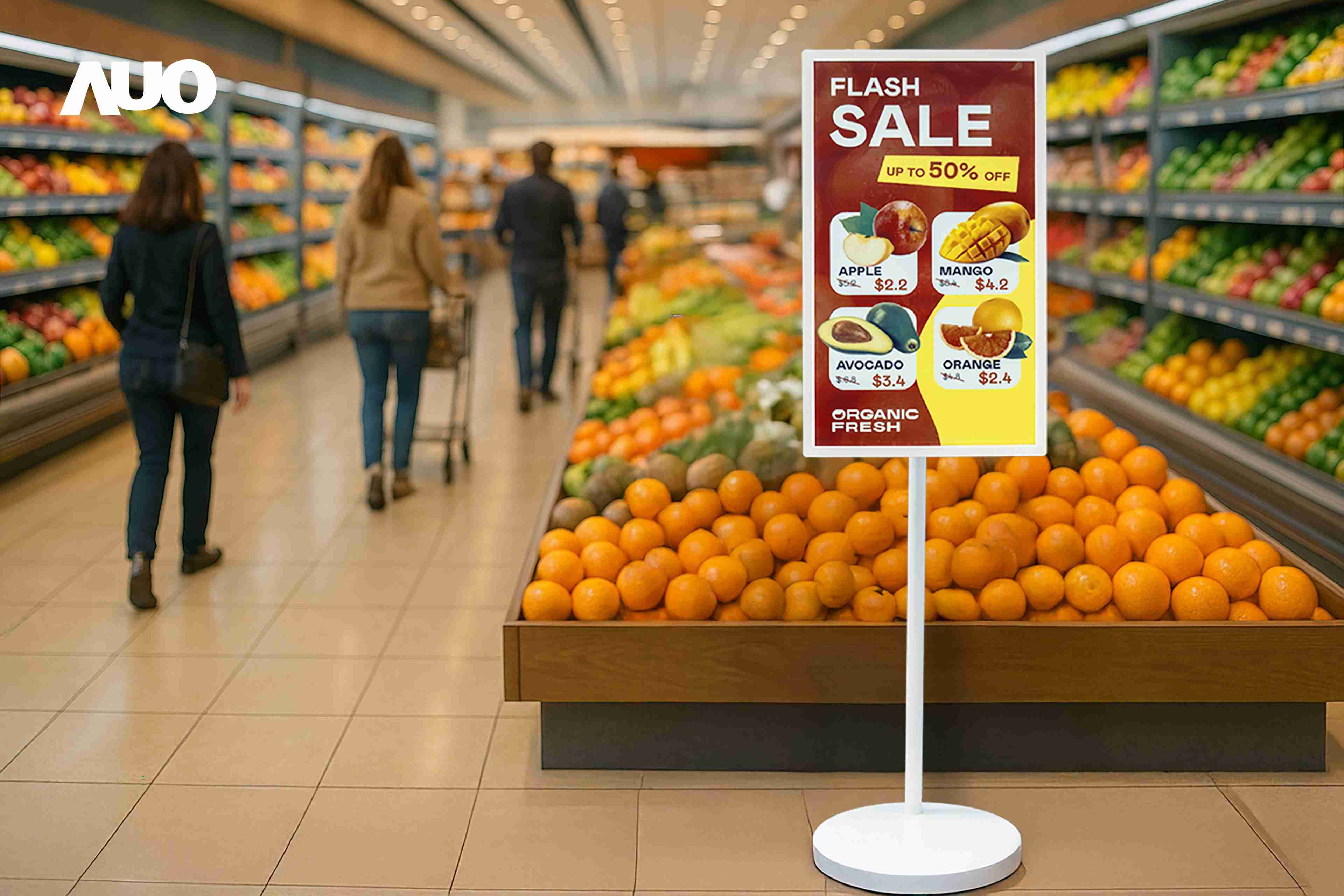 达擎首亮相低功耗、、全彩的〝aecoPost电子纸解决方案〞，，，，仅在更新画面时需要微量的电力驱动，，，无需布建电线的便捷设计，，使其可灵活应用、、、、随意置放，，，，并可透过云端或行动装置app，，轻松管理及排程广告内容，，，，晋升店头营销利器。。。。